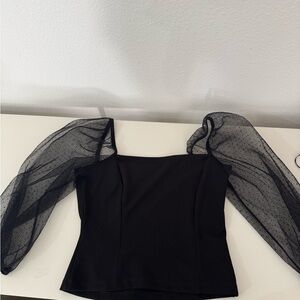 Elegant Black Mesh Sleeve Top